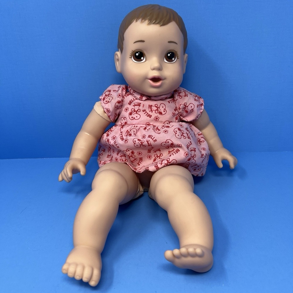 Jakks Pacific Baby Girl Doll 13" Soft Body Brown Hair Eyes Cute Plush Toy Infant
